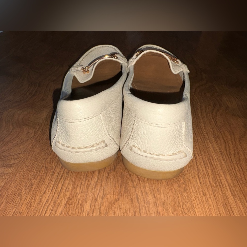 Coach White Leather Women's Driving Loafers with Gold-Tone Bit - Picture 4 of 5